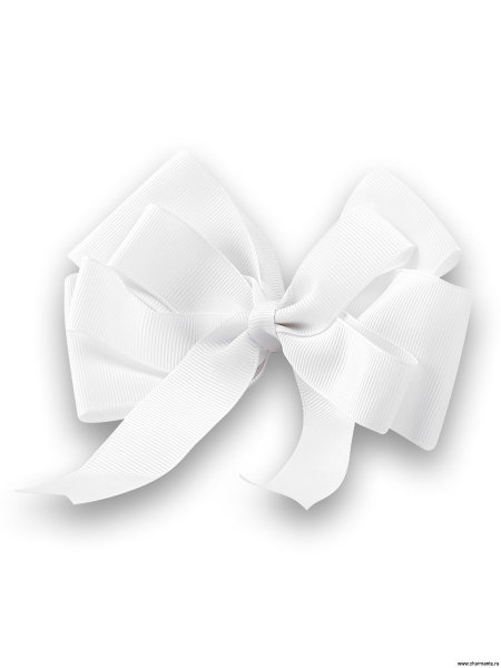 Белый атласный бант на волосах