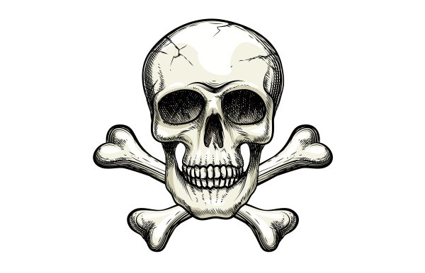 Череп и кости на черном фоне