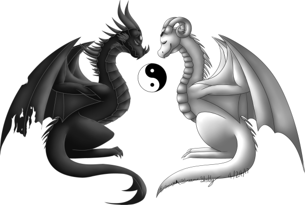 Черный и белый дракон