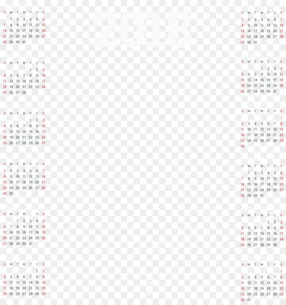 Сетка календаря на прозрачном фоне