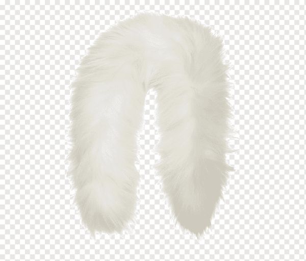 Белый меховой воротник на прозрачном фоне