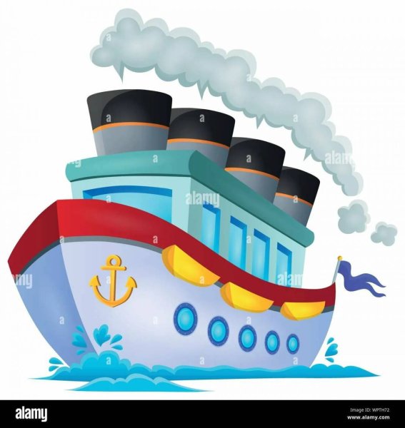 Пароход на прозрачном фоне