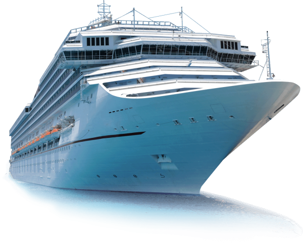 Круизный лайнер теплоход на белом фоне