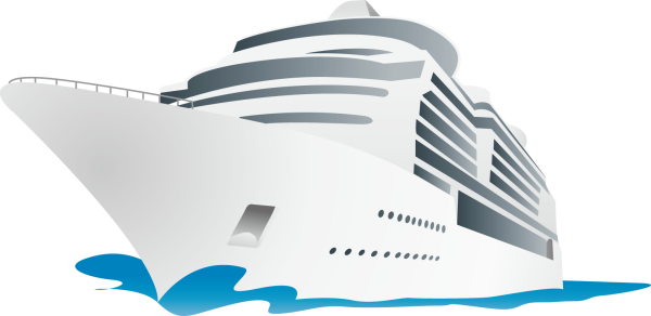 Пассажирский корабль на белом фоне