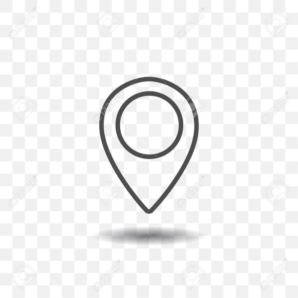 Значок геолокации белый на прозрачном фоне