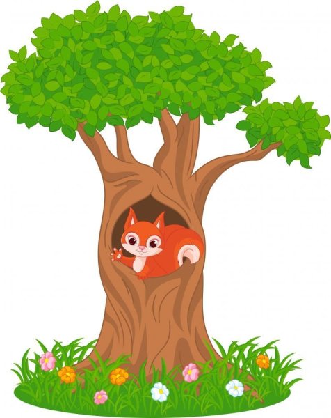 Мультяшное дерево с дуплом