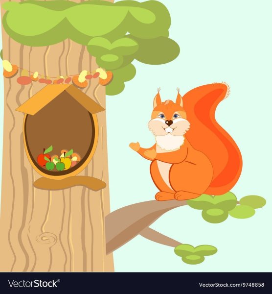 Белка в дупле мультяшная