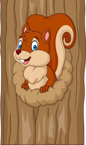 Белка в дупле иллюстрация