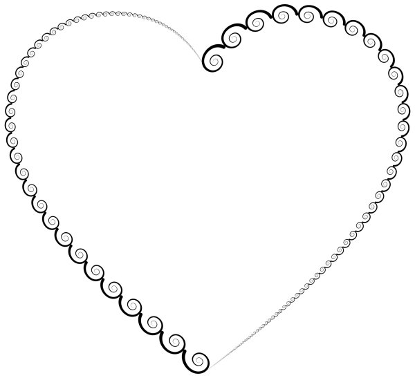 Сердечко контур на прозрачном фоне