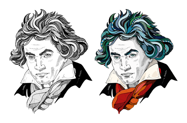 Людвиг Ван Бетховен на белом фоне