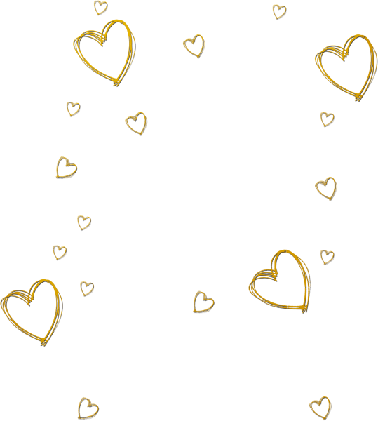 Золотые сердечки на белом фоне