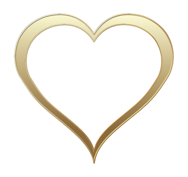 Контур золотого сердца на прозрачном фоне