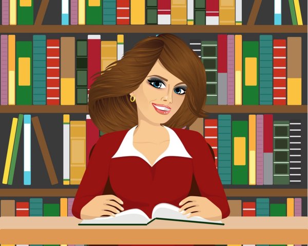 Библиотекарь с книжками