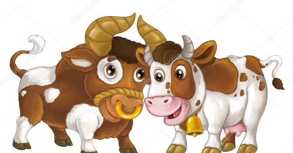 Мультяшные бычки и коровы