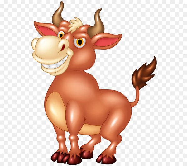 Бык мультяшный на прозрачном фоне