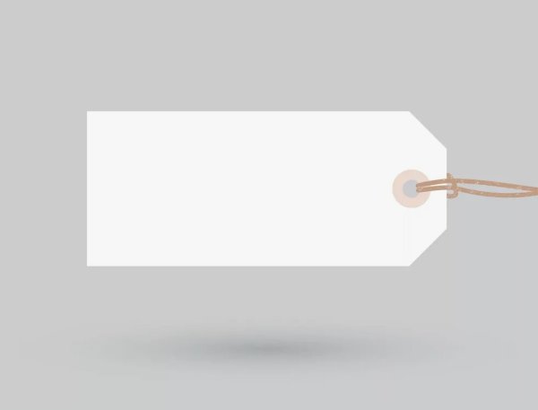 Белая бирка на прозрачном фоне