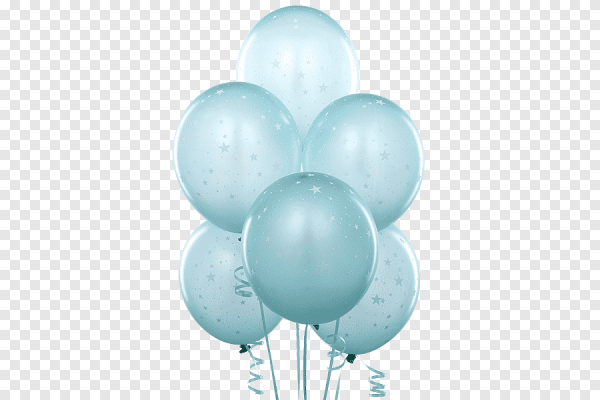 Голубой воздушный шарик на прозрачном фоне