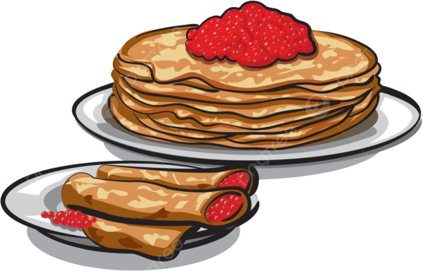 Блины с икрой иллюстрация