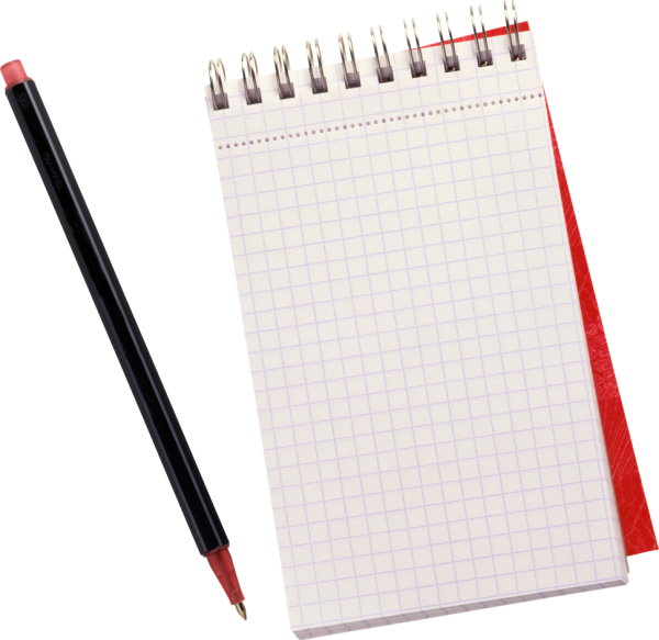 Лист блокнота с ручкой