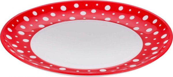 Посуда красная в белый горошек