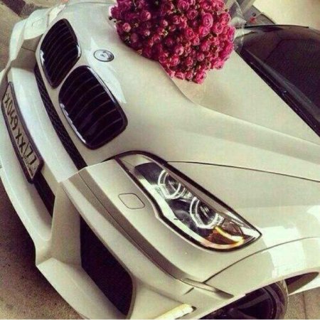 Цветы на капоте БМВ