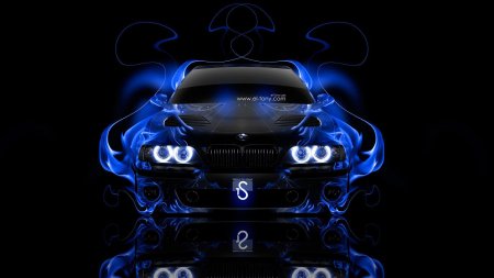 Неоновые авто на черном фоне