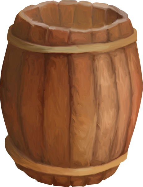 Бочка деревянная на прозрачном фоне