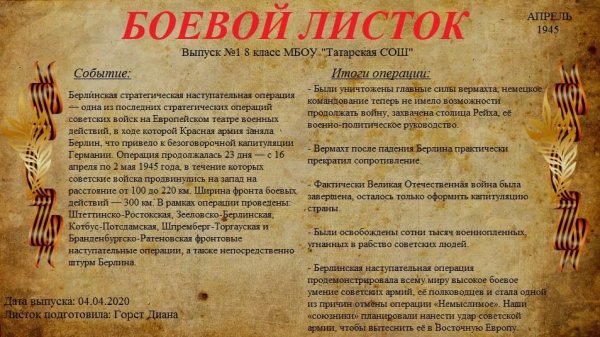 Боевой листок Сурский рубеж