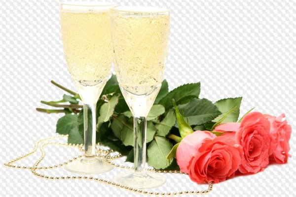 Фужеры шампанское розы