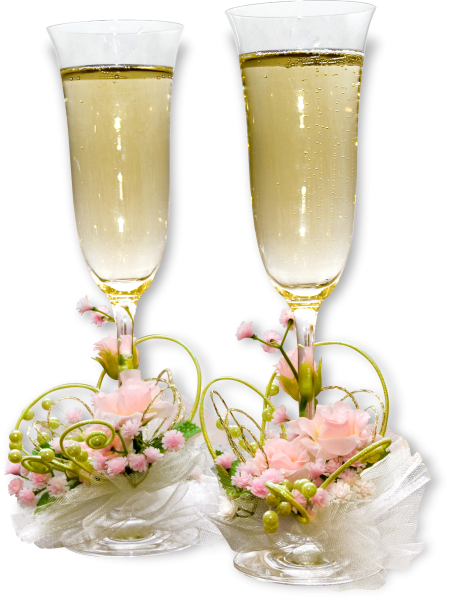 Фужер с шампанским на прозрачном