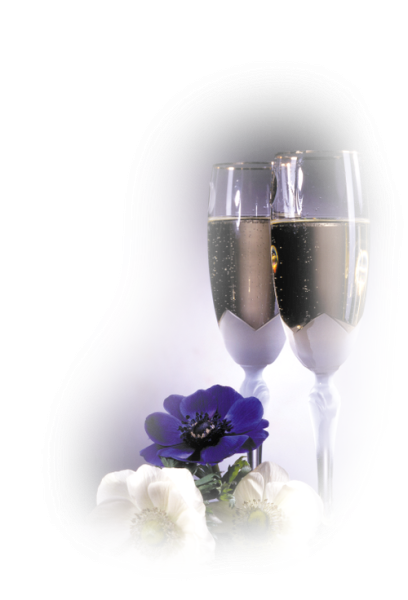 Шампанское с бокалами на прозрачном фоне