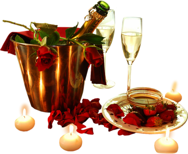 Столик с шампанским на прозрачном фоне