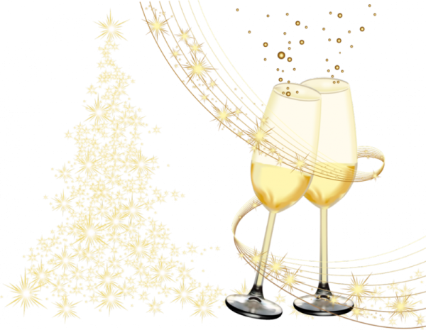 Новогодние бокалы на белом фоне