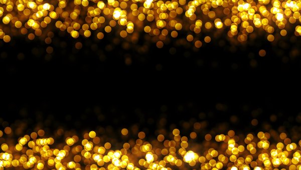 Золотое боке на черном фоне
