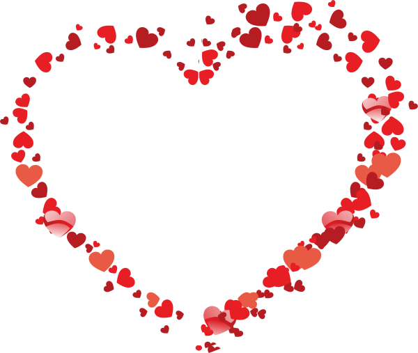 Рамка с сердечками на прозрачном фоне