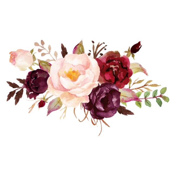 Акварельные цветы марсала