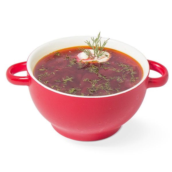 Суп на белом фоне