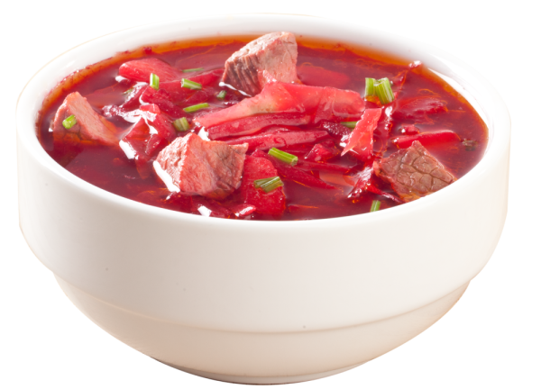 Тарелка борща на прозрачном фоне