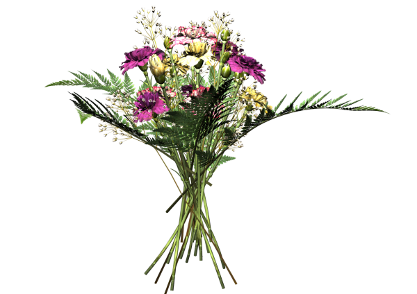 Маленький букетик цветов на прозрачном фоне