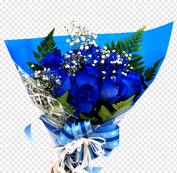 Букет голубых цветов на прозрачном фоне