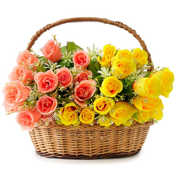 Чайные розы в корзине