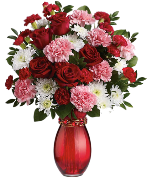 Цветы в вазе на прозрачном фоне