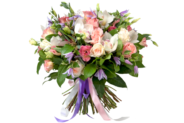 Букет «розы и эустомы»