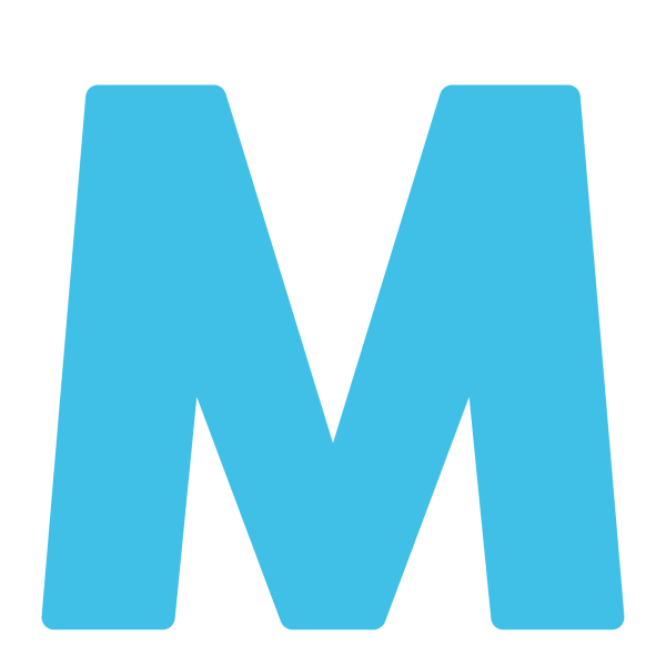 Буква м голубая