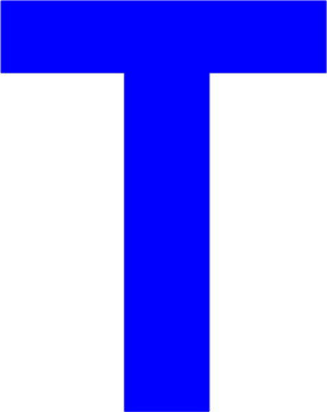 Буква t на синем фоне