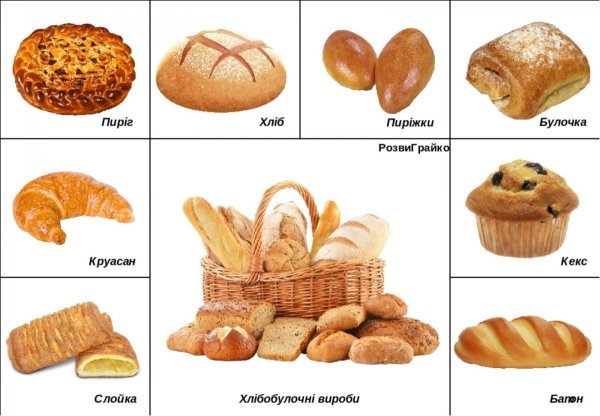 Хлебобулочные изделия карточки для детей
