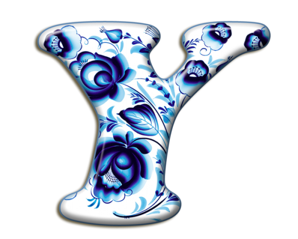 Буквы в стиле гжельской росписи