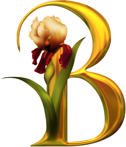 Цветочные буквы на прозрачном фоне