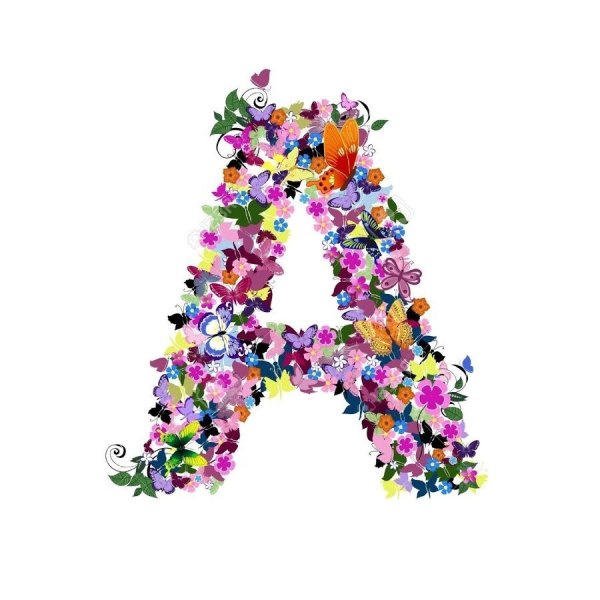 Буквы из цветов на прозрачном фоне