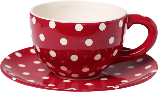 Чашка красная в белый горох